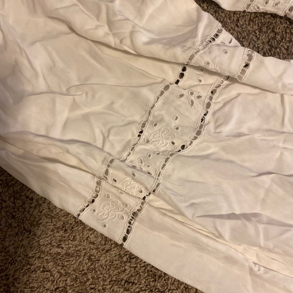 Vintage Elegant White Wide Leg Bloomers Pants eyelet details - Picture 6 of 7